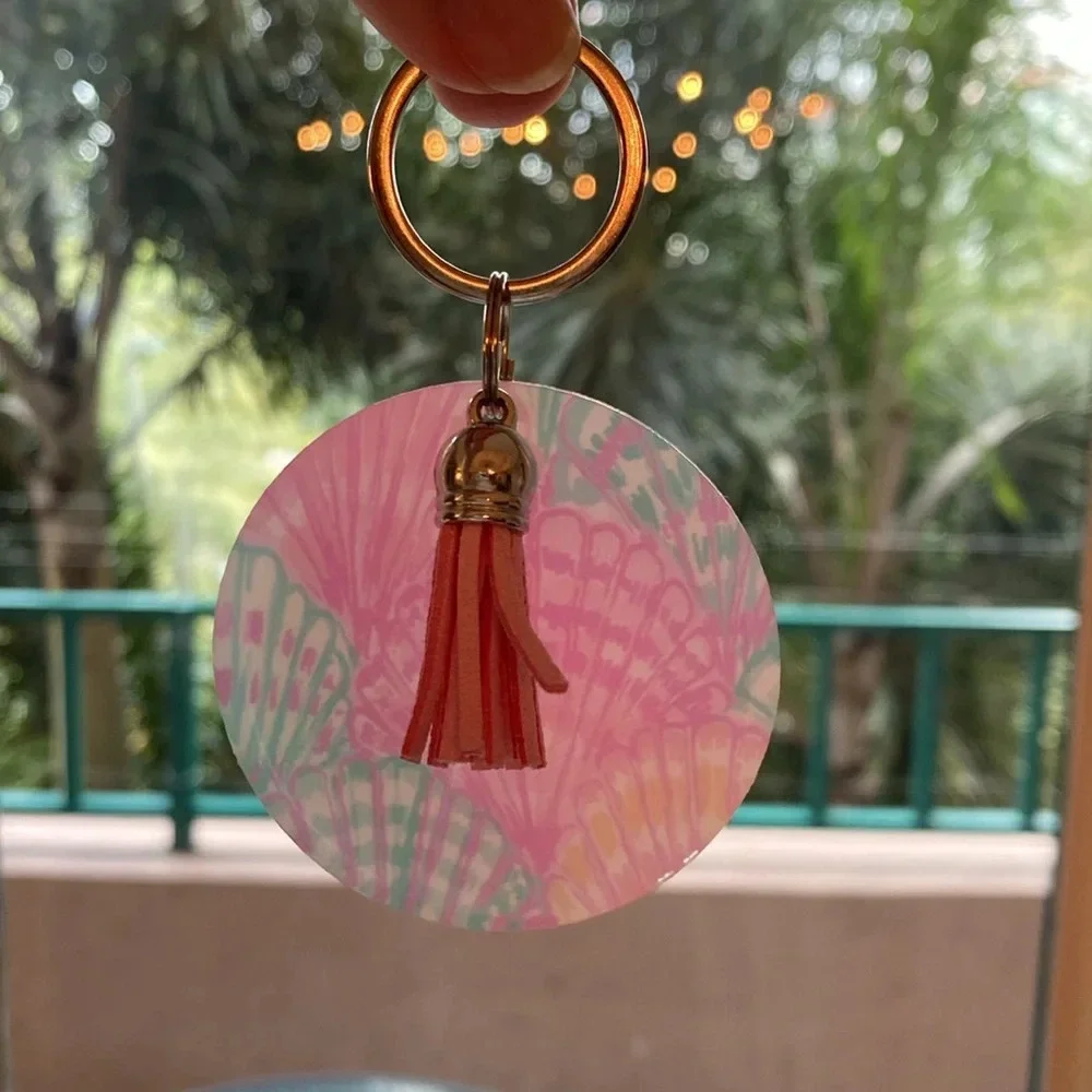 Pink & Blue Sea Shell‎ keychain / bag charm